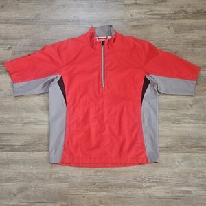 FootJoy Dryjoys Red and Gray Hydrolite Short Sleeve Golf Pullover Jacket Medium